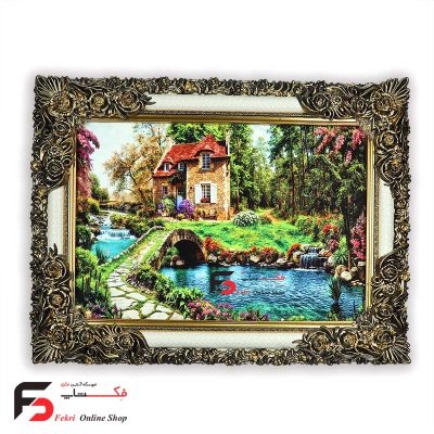تابلو فرش طرح بهاری با قاب شاپرک