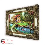 تابلو فرش طرح بهاری با قاب شاپرک