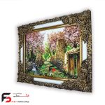 تابلو فرش طرح کوچه باغ با قاب شاپرک