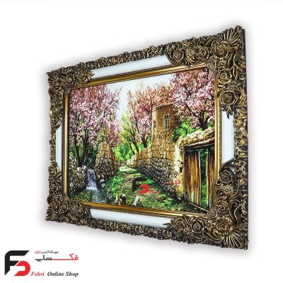 تابلو فرش طرح کوچه باغ با قاب شاپرک