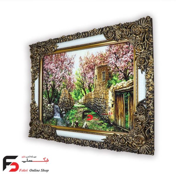تابلو فرش طرح کوچه باغ با قاب شاپرک