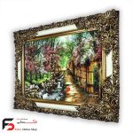 تابلو فرش گوچه باغ بهاری با قاب شاپرک