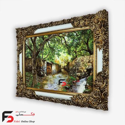 تابلو فرش گوچه باغ بهاری با قاب شاپرک