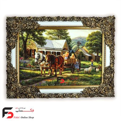 تابلو فرش مزرعه با قاب شاپرک