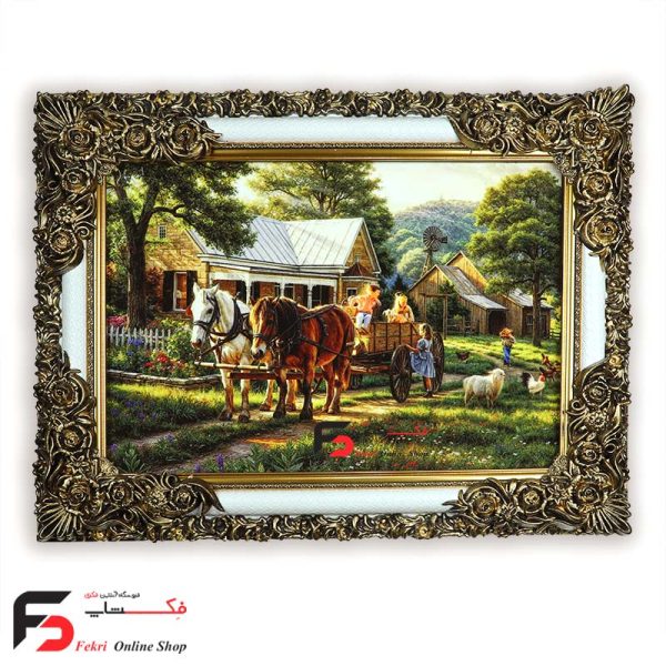 تابلو فرش مزرعه با قاب شاپرک