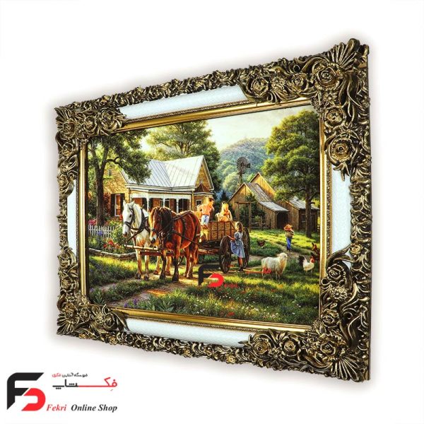 تابلو فرش مزرعه با قاب شاپرک