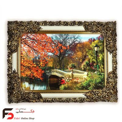 تابلو فرش طرح پاییزی با قاب شاپرک