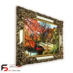 تابلو فرش طرح پاییزی با قاب شاپرک