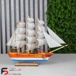 کشتی چوبی شاهب سایز متوسط در سه رنگ زرد و قهوه ای و آبی