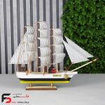 کشتی چوبی شاهب سایز متوسط در سه رنگ زرد و قهوه ای و آبی