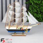 کشتی چوبی شاهب سایز کوچک در سه رنگ زرد و قهوه ای و آبی