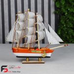 کشتی چوبی شاهب سایز کوچک در سه رنگ زرد و قهوه ای و آبی