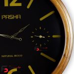 ساعت دیواری پاشا کد655 دوموتتور با بدنه تمام چوبی