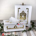 سطل و دستمال چوبینه رنگ سفید