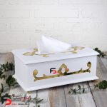 سطل و دستمال چوبینه رنگ سفید