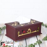 سطل و دستمال چوبینه رنگ زرشکی