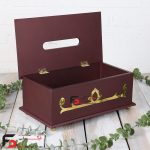 سطل و دستمال چوبینه رنگ زرشکی