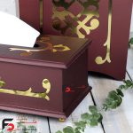 سطل و دستمال چوبینه رنگ زرشکی