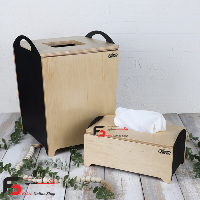 satl&dastmal-queenmeshki-1 سطل و دستمال کویین رنگ مشکی