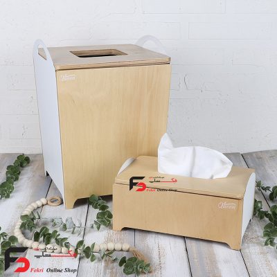 سطل و دستمال کویین رنگ سفید