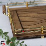 سینی چوبی فریم طلایی مستطیل
