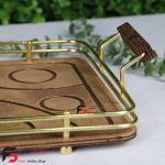 سینی چوبی فریم طلایی مربع