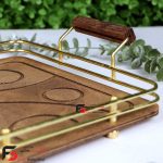سینی چوبی فریم طلایی مربع