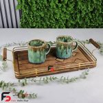 سینی چوبی فریم طلایی مستطیل