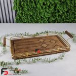 سینی چوبی فریم طلایی مستطیل