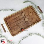 سینی چوبی فریم طلایی مستطیل