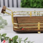 سینی چوبی فریم طلایی مستطیل