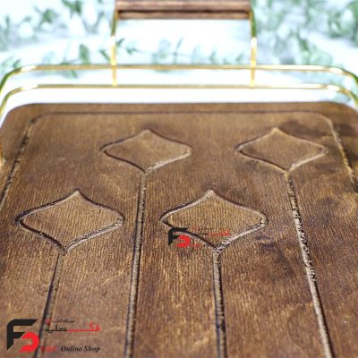 سینی چوبی فریم طلایی مستطیل