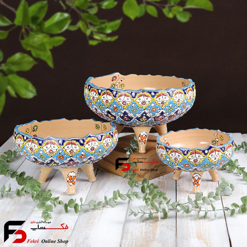 minakari-ghazkhori (1) گزخوری سه تایی مینا کاری سفال