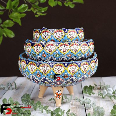 گزخوری سه تایی مینا کاری سفال