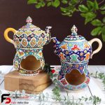قوری و وارمر مینا کاری سفال