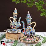 گلاب و بشقاب مینا کاری سفال