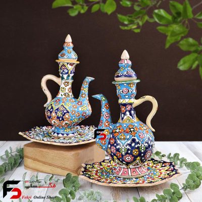 گلاب و بشقاب مینا کاری سفال