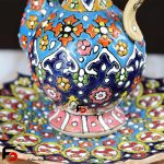 گلاب و بشقاب مینا کاری سفال