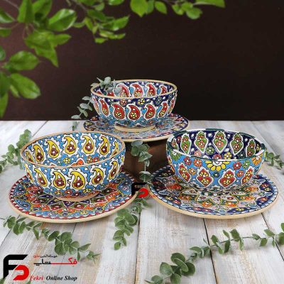 کاسه و بشقاب میناکاری سفال