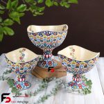 میوه خوری سه تایی مینا کاری سفال