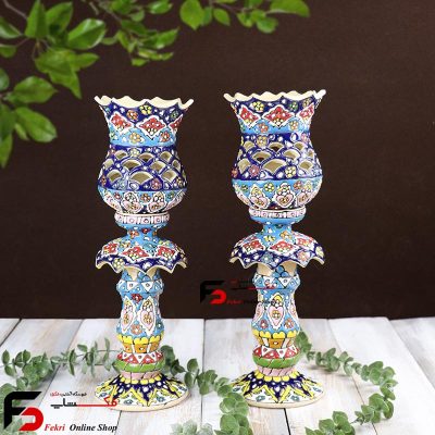 شمعدان مینا کاری سفال