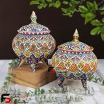 شکلات خوری سه پایه مینا کاری سفال