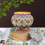 شکلات خوری سه پایه مینا کاری سفال