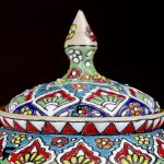 شکلات خوری سه پایه مینا کاری سفال