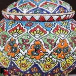 شکلات خوری سه پایه مینا کاری سفال