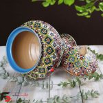 شکلات خوری تک پایه بزرگ میناکاری سفال - Image 2