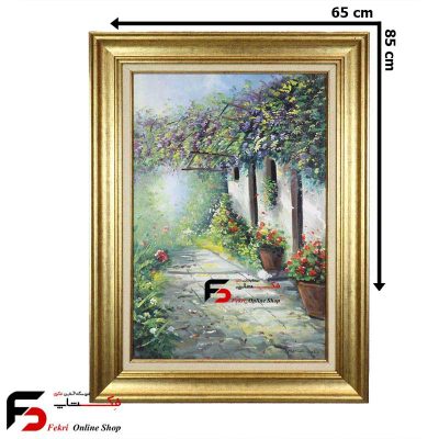 تابلو نقاشی رنگ روغن کوچه باغ بهاری