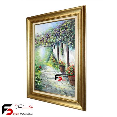 تابلو نقاشی رنگ روغن کوچه باغ بهاری