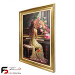 تابلو نقاشی رنگ روغن دختر پیانیست