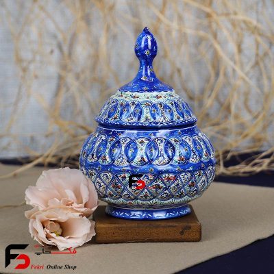 قندان مینا کاری فلزی سایز بزرگ